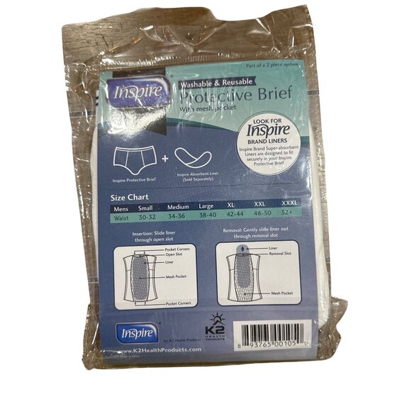 INSPIRE Men's Protective Brief with mesh pocket (5/PK) XL - Picture 3 of 6
